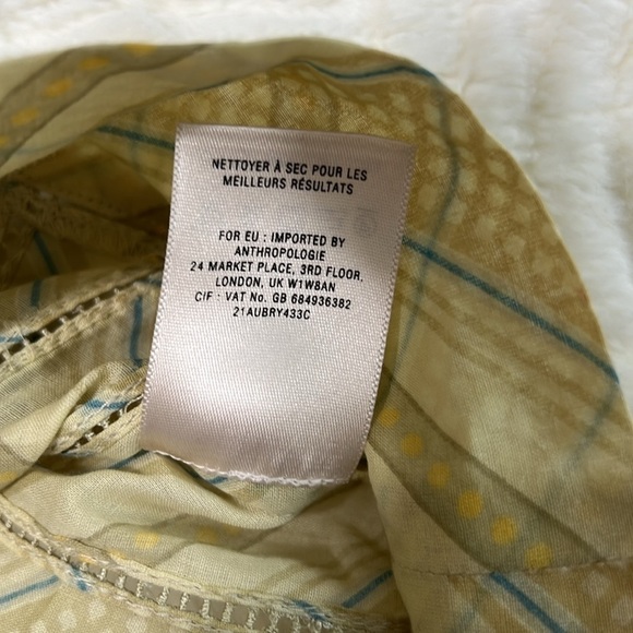 Anthropologie Meadow Rue Green Eyelet Cotton Dress Size 4 - Picture 7 of 11